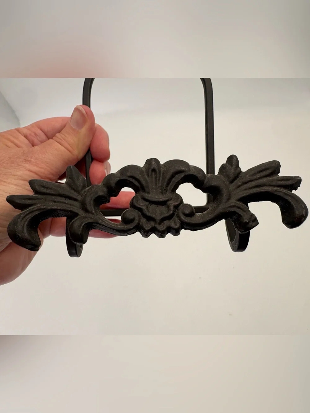 Decorative Black Cast Iron Easel  with Ornate Scroll Design